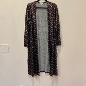 Brand New LuLaRoe Size L Black, Silver and Copper Sarah Cardigan